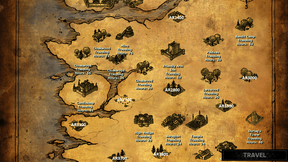 World Overview for Wilderness Zones in Baldur's Gate (Top of the Map)